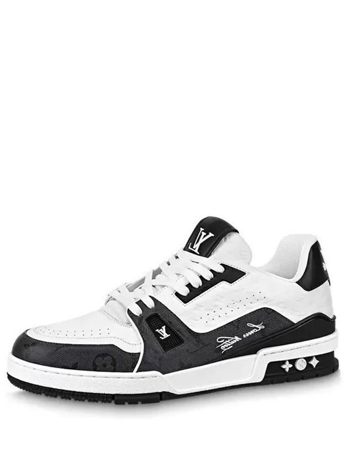 louis vuitton LV trainer signature WHITE BLACK
