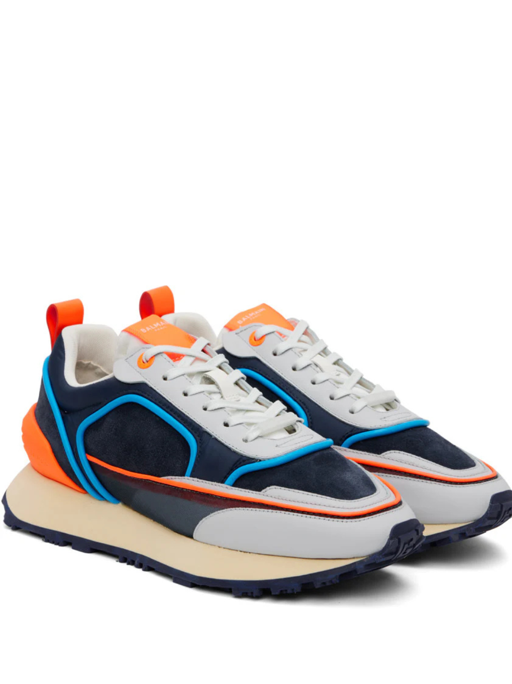 Balmainn multicolor suede panelled racer low top sneakers