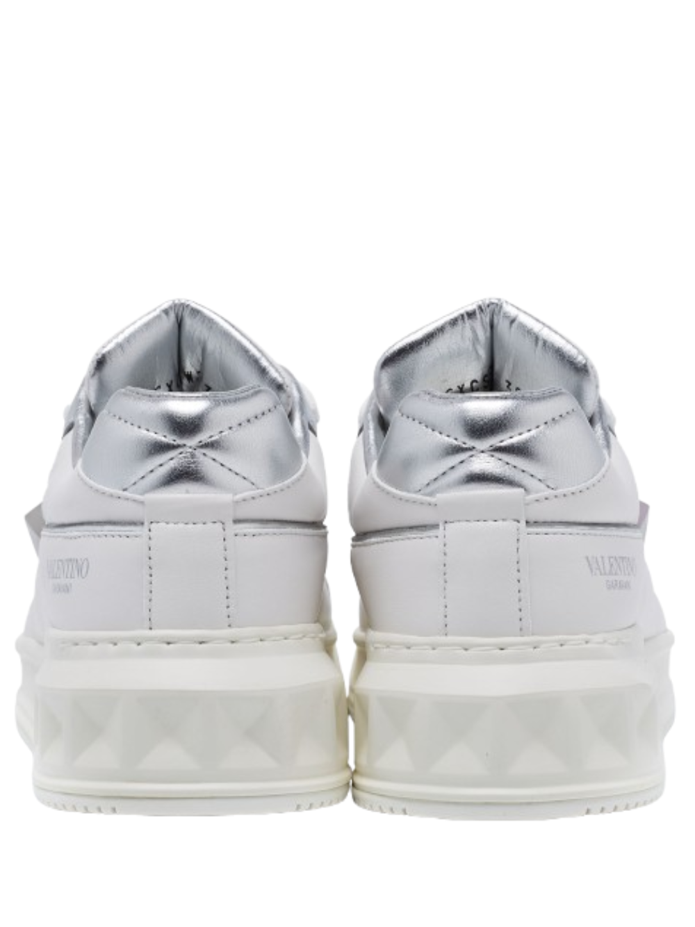 Valentino garavani one stud low top nappa sneaker white metallic