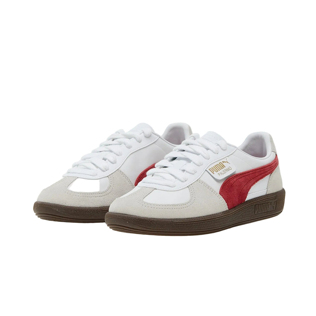 PUMAA PALERMO LEATHER WHITEVAPOR GRAY-CLUB RED
