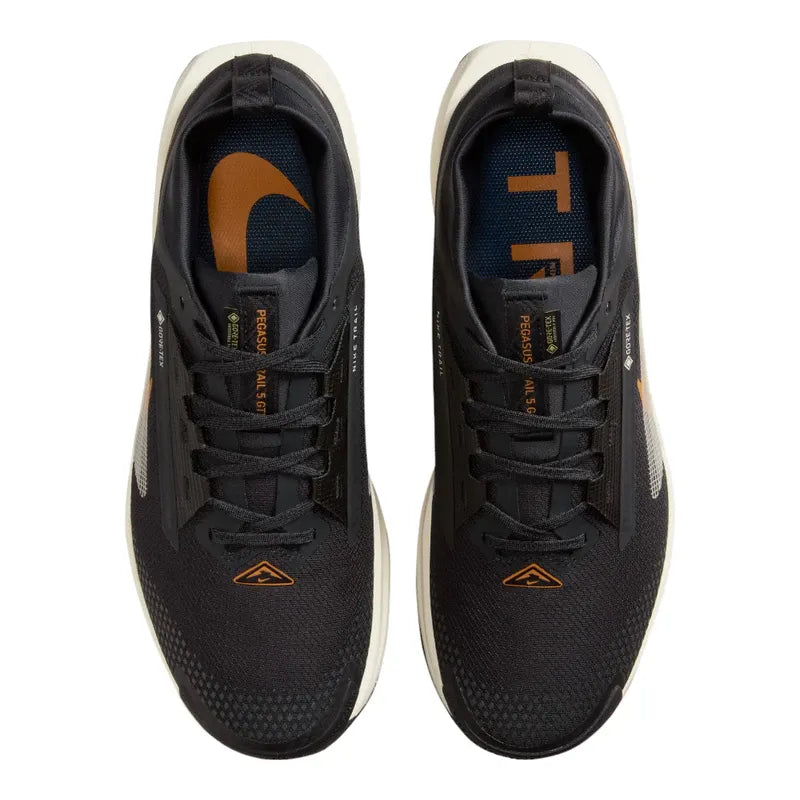 Nikee Pegasus Trail 5 GTX Off Noir Black Monarch Pale Ivory