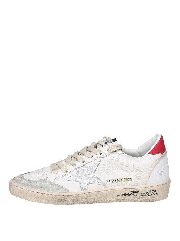 Golden Goose Ball Star White Silver Red Vintage Sole Sneaker 5096