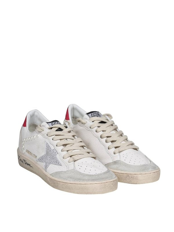 Golden Goose Ball Star White Silver Red Vintage Sole Sneaker 5096