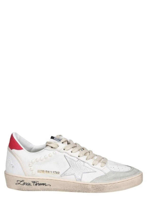 Golden Goose Ball Star White Silver Red Vintage Sole Sneaker 5096