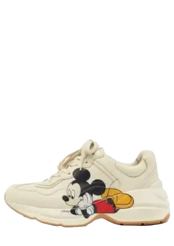 Guccii. Disney x Mickey Mouse Rhyton Sneakers Cream Leather