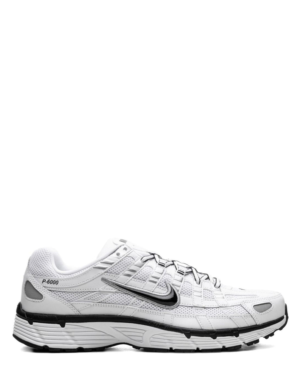 nikee P-6000 in White Black Metallic Silver