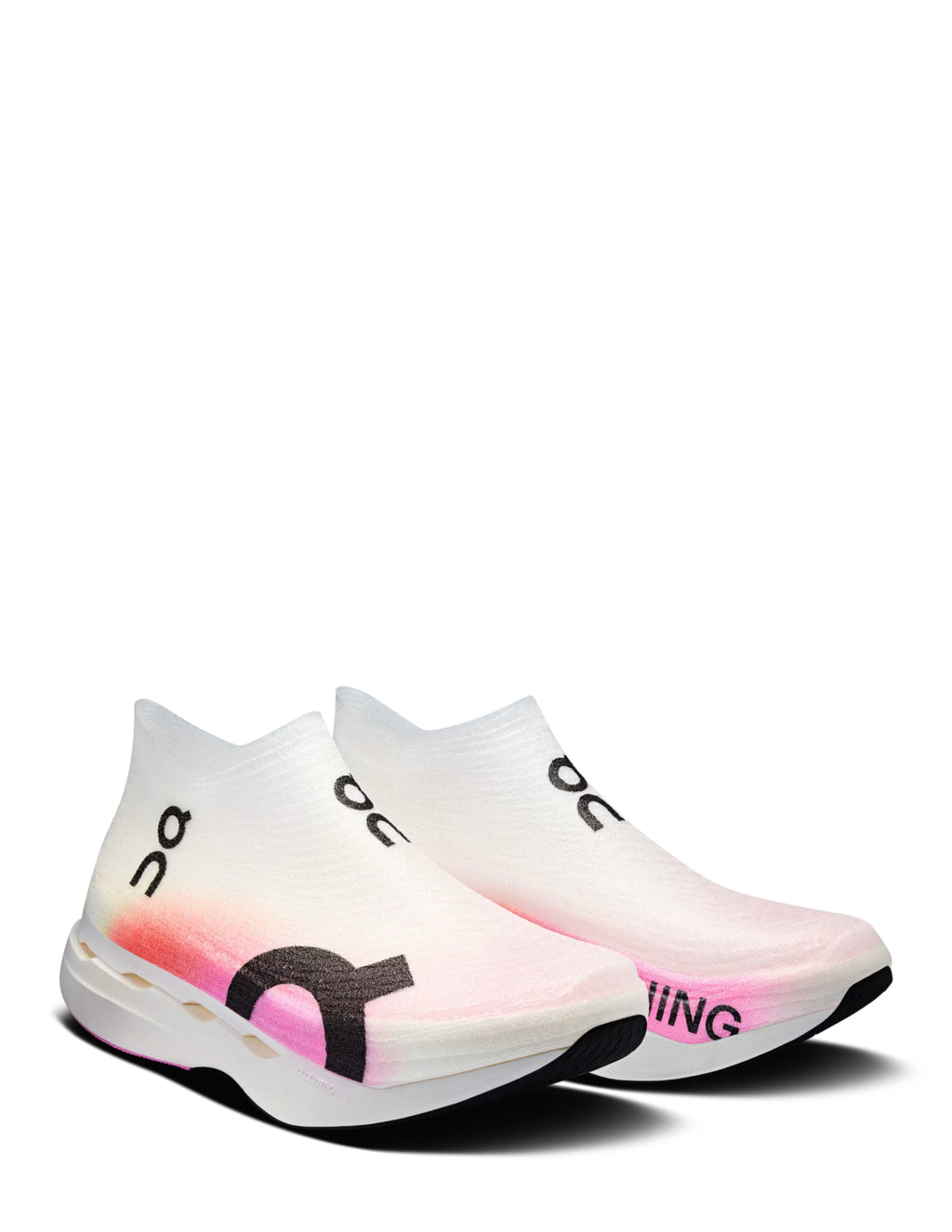 On Cloudboom Strike LS White and Raspberry