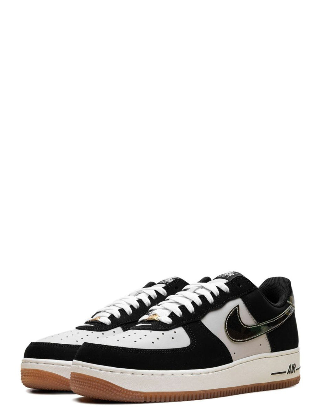 Nikee AirForce 1 Low Black Patent Camo Swoosh