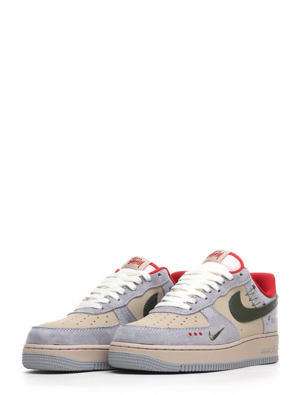 Nikee Air Force 1 Low STUSSY X GREY RED
