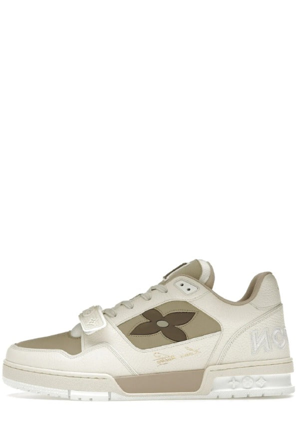 Stripe LV Trainer Monogram Flower Beige