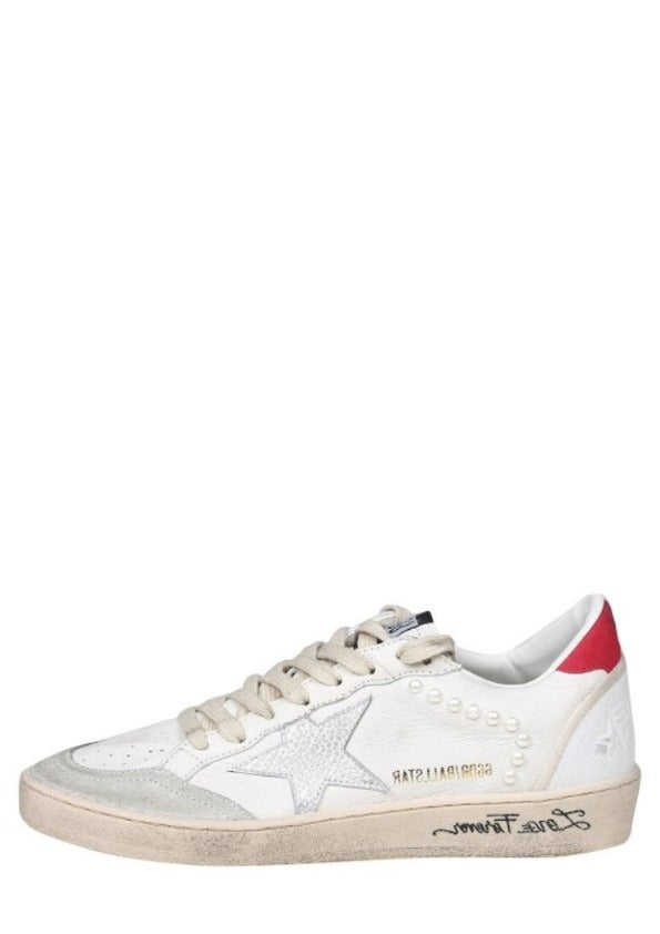 Golden Goose Ball Star White Silver Red Vintage Sole Sneaker 5096