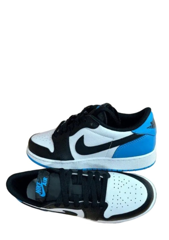 nikee air jordan 1 low og black and dark powder blue unc