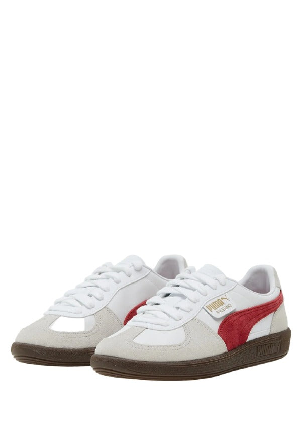 PUMAA PALERMO LEATHER WHITEVAPOR GRAY-CLUB RED