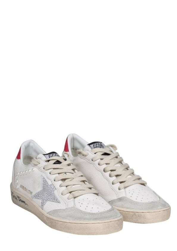 Golden Goose Ball Star White Silver Red Vintage Sole Sneaker 5096