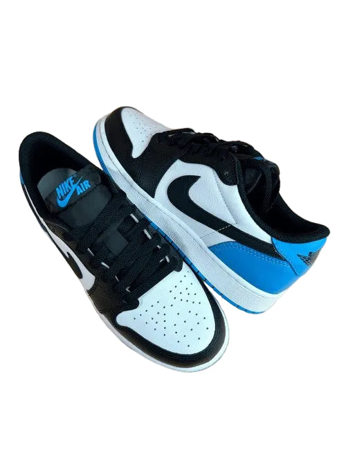 nikee air jordan 1 low og black and dark powder blue unc