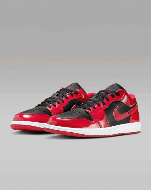Nikkee Air Jordan 1 Low SE Patent Varsity Red Black