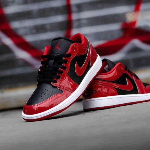 Nikkee Air Jordan 1 Low SE Patent Varsity Red Black