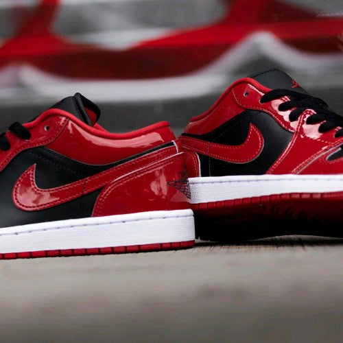 Nikkee Air Jordan 1 Low SE Patent Varsity Red Black