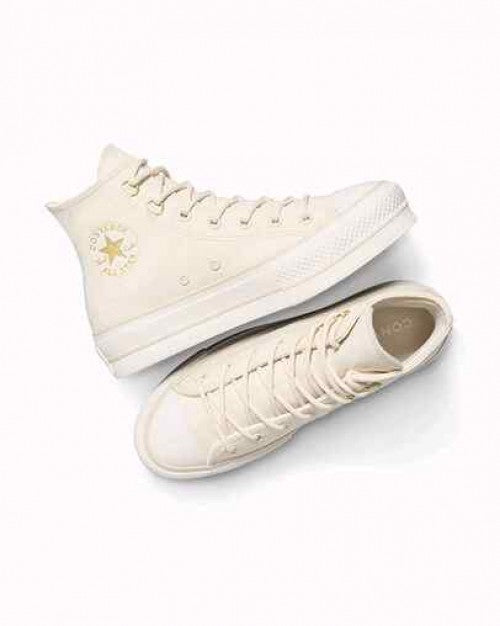Conversee Taylor All Star Lift Platform Glam Leather Light Dune